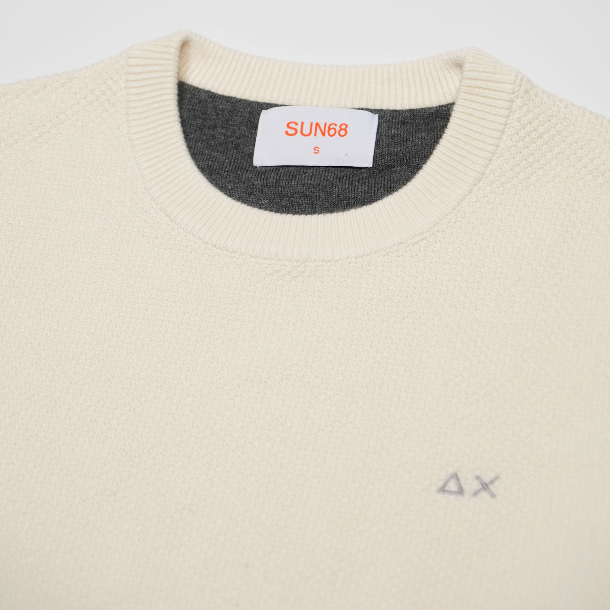 Maglione Girocollo SUN68 Rice Knit K46134-31 Bianco Panna in Lana e Cotone