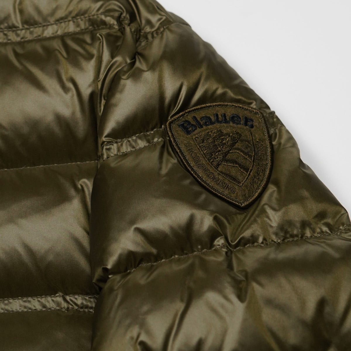 Piumino Blauer Belmont Verde Militare Lucido Imbottito in Piuma