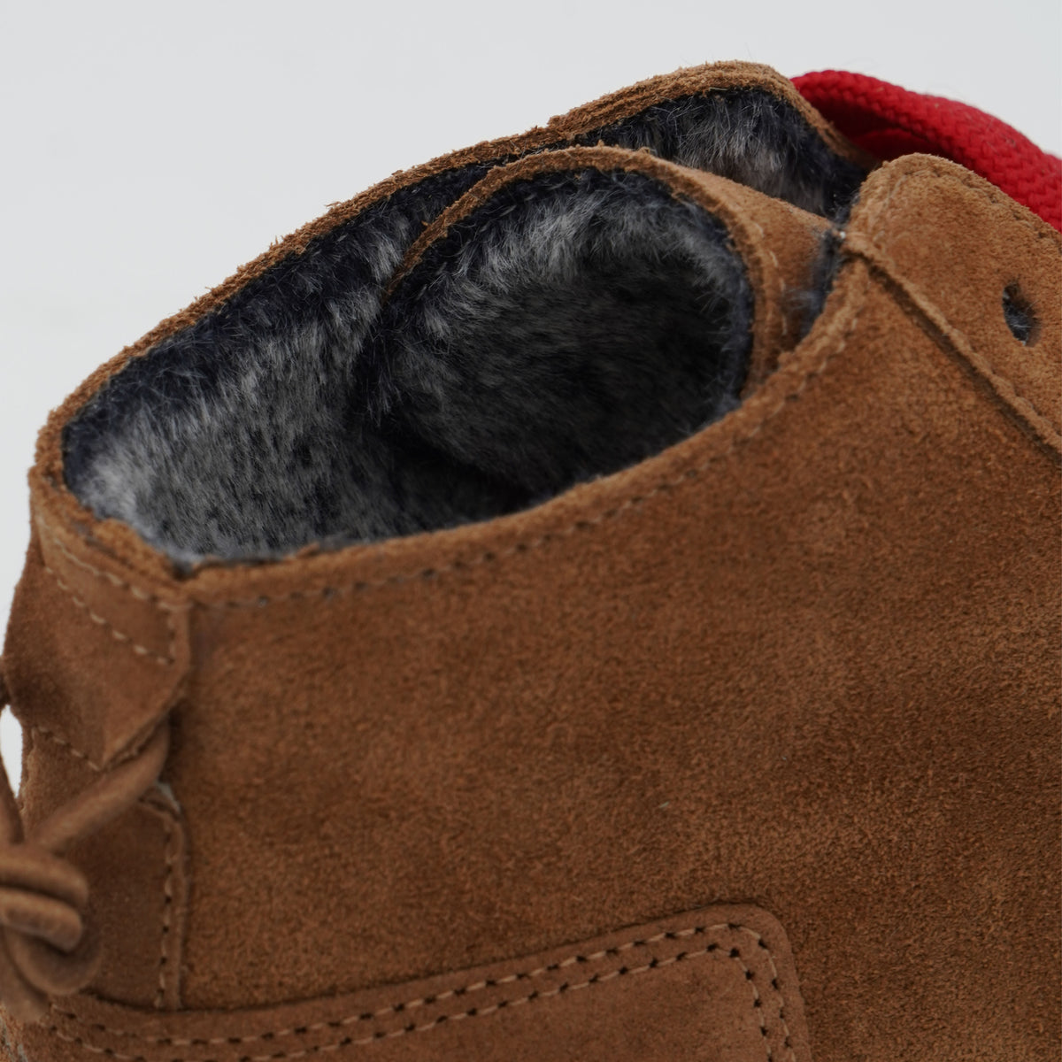 Polacchino Panchic P001 Icon P001W036 D004 in Camoscio Cognac con Fodera Faux Fur, Lacci Rossi e Suola EVA