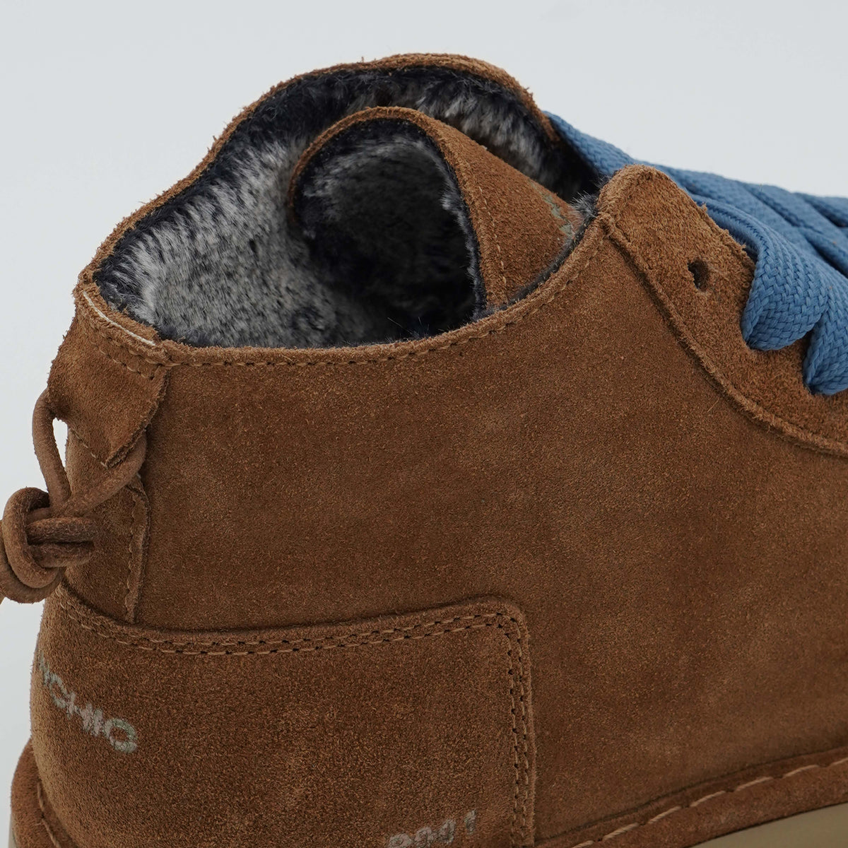 Polacchino Panchic Icon P001M036 D004 Cognac in Camoscio con Fodera Faux Fur, Lacci Denim e Suola EVA