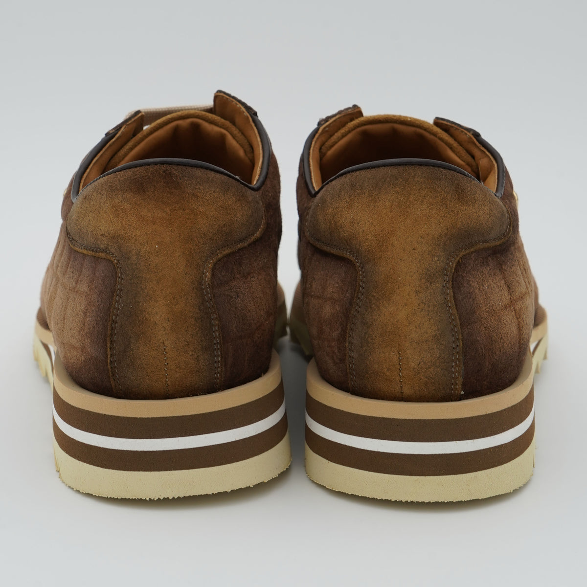 Sneakers Harris 2892 Velour Bolgheri 1045 Marrone in Pelle e Camoscio con Stampa Cocco, Dettagli Oro e Suola Carrarmato