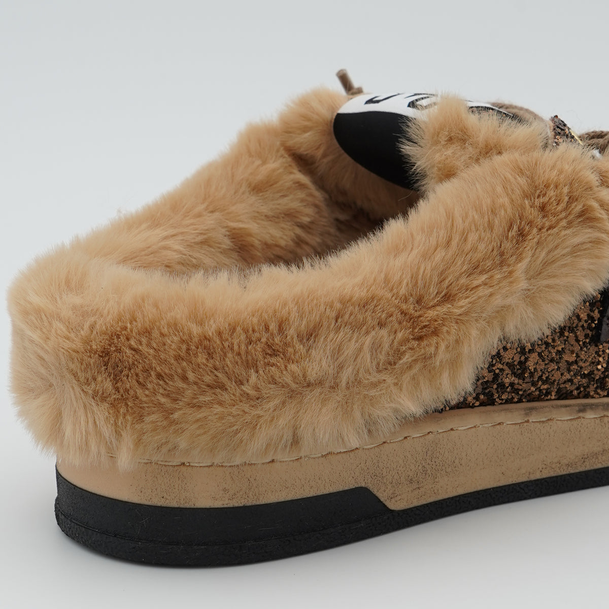 Sneakers Sabot 2Star Week 5264 Marrone Beige con Glitter e Dettaglio Effetto Pelliccia