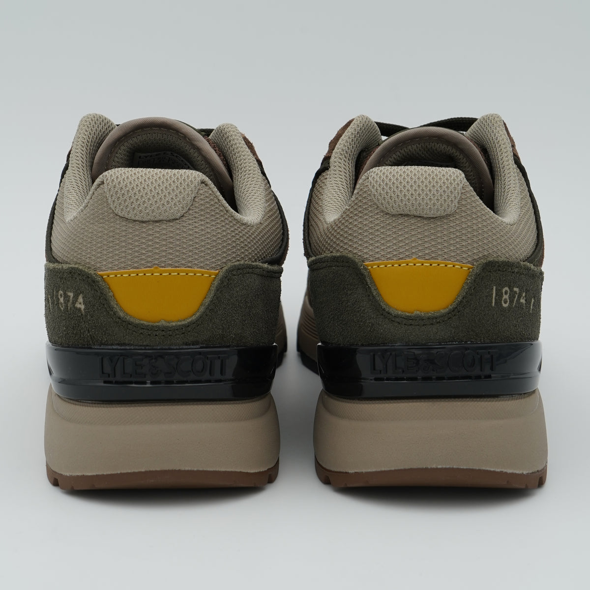 Sneakers Lyle & Scott Finlay LSMRU00003 021 Marrone e Verde Oliva in Pelle Scamosciata e Tessuto Tecnico con Suola Chunky