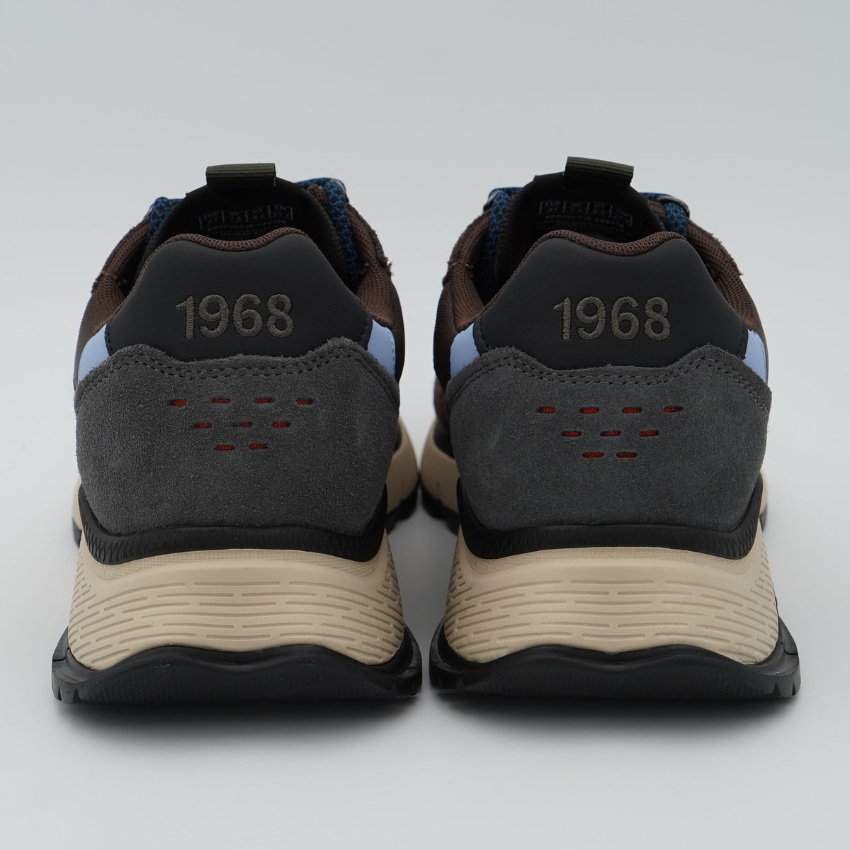 Sneakers SUN68 Fire & Camping Z46138 08 Marrone Scuro in Camoscio e Tessuto con Logo Ricamato, Lacci Trekking e Suola Chunky in Gomma