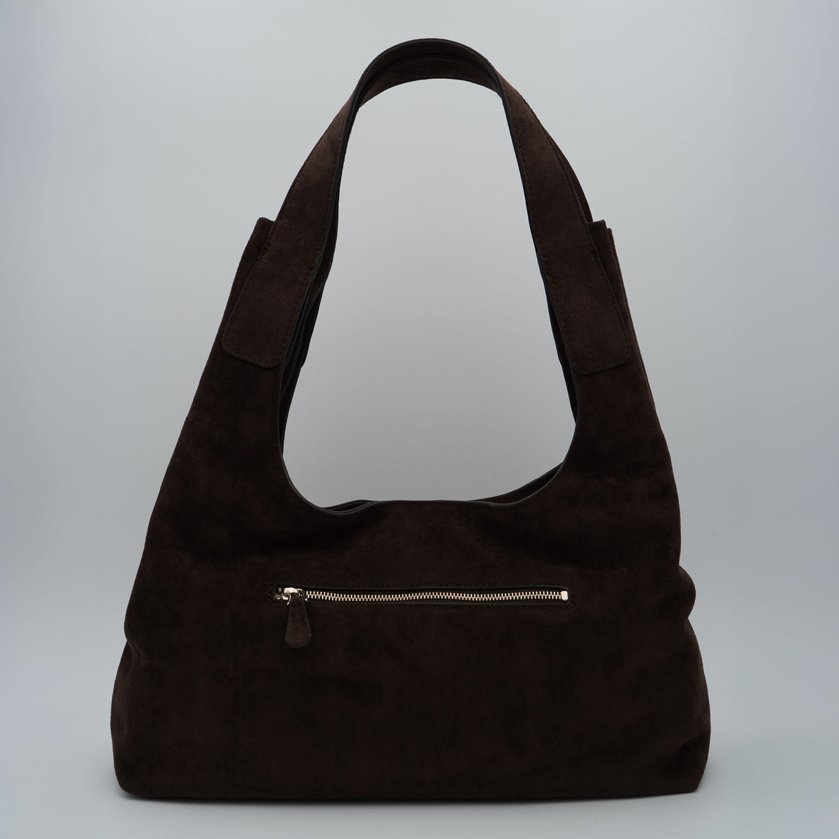 Borsa a Spalla Guess Sunset Maxi Hobo HWSG2314020 Espresso Marrone Scuro Effetto Camoscio con Morsetto Dorato