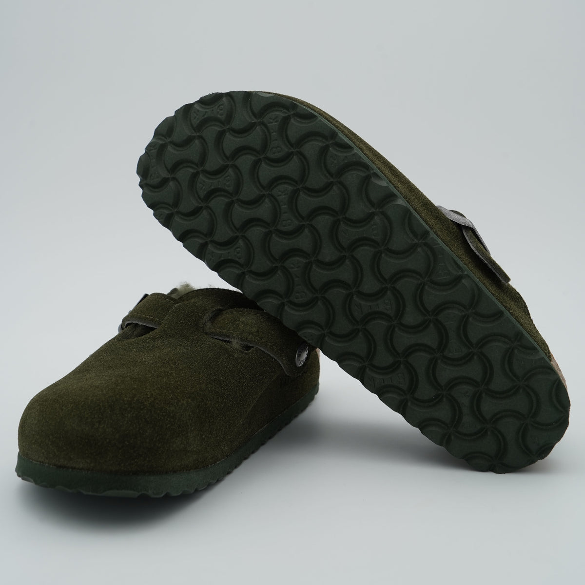 Sabot Birkenstock Boston Shearling 1025667 Verde Oliva con Pelliccia