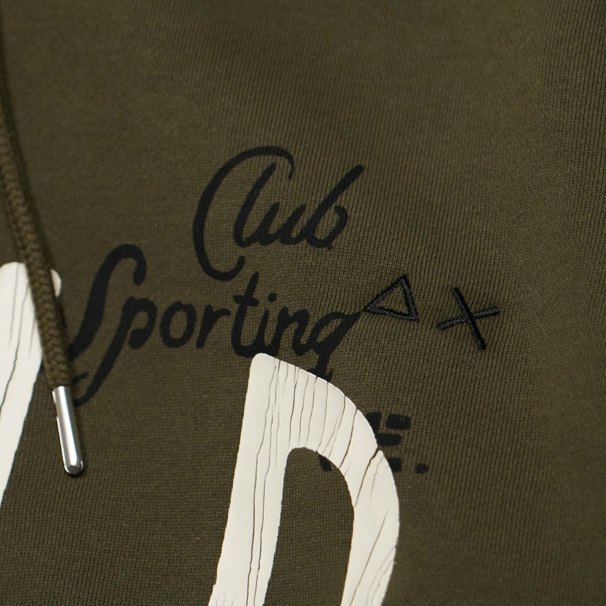 Felpa SUN68 Printed Basic Fleece F46110-74 Verde Militare Scuro con Cappuccio