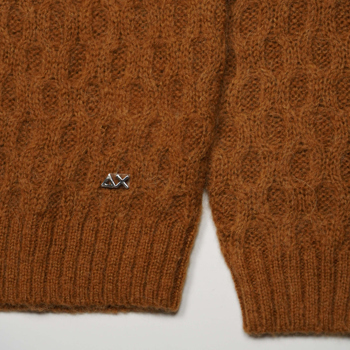 Maglione Girocollo SUN68 Fancy Knit K46155-71 Marrone Cacao in Misto Lana e Alpaca