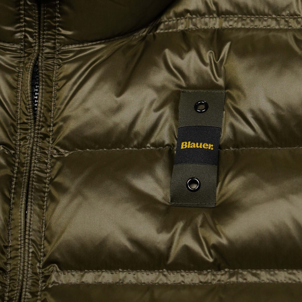 Piumino Blauer Belmont Verde Militare Lucido Imbottito in Piuma