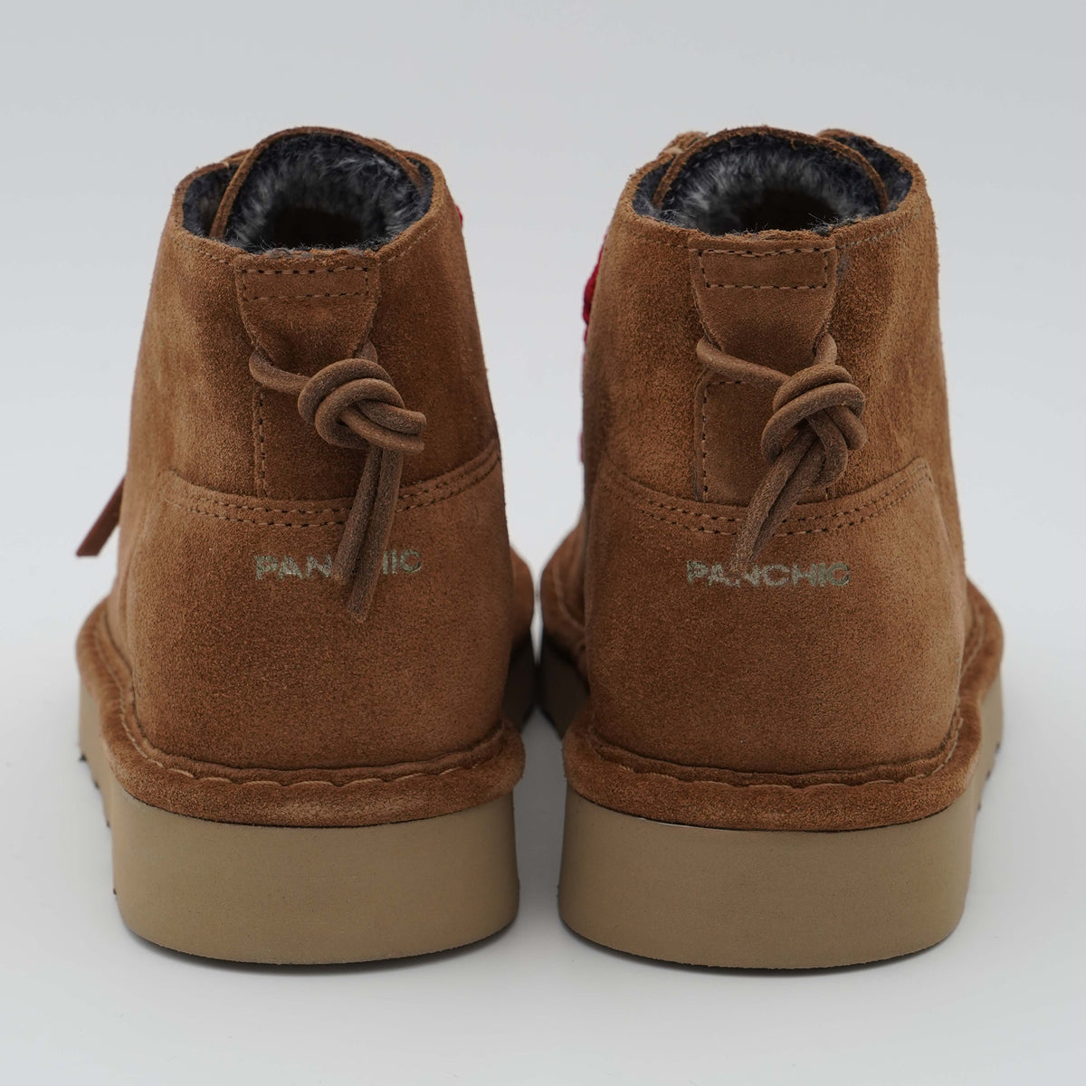 Polacchino Panchic P001 Icon P001W036 D004 in Camoscio Cognac con Fodera Faux Fur, Lacci Rossi e Suola EVA