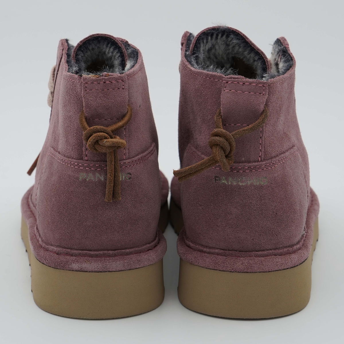 Polacchino Panchic P001 Icon P001W036 G008 in Camoscio Brownrose con Fodera Faux Fur, Lacci Rosa Cipria e Suola EVA