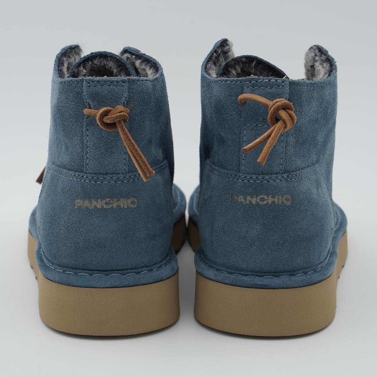 Polacchino Panchic Icon P001M036 T006 Denim Blu in Camoscio con Fodera Faux Fur, Lacci Verde Militare e Suola EVA