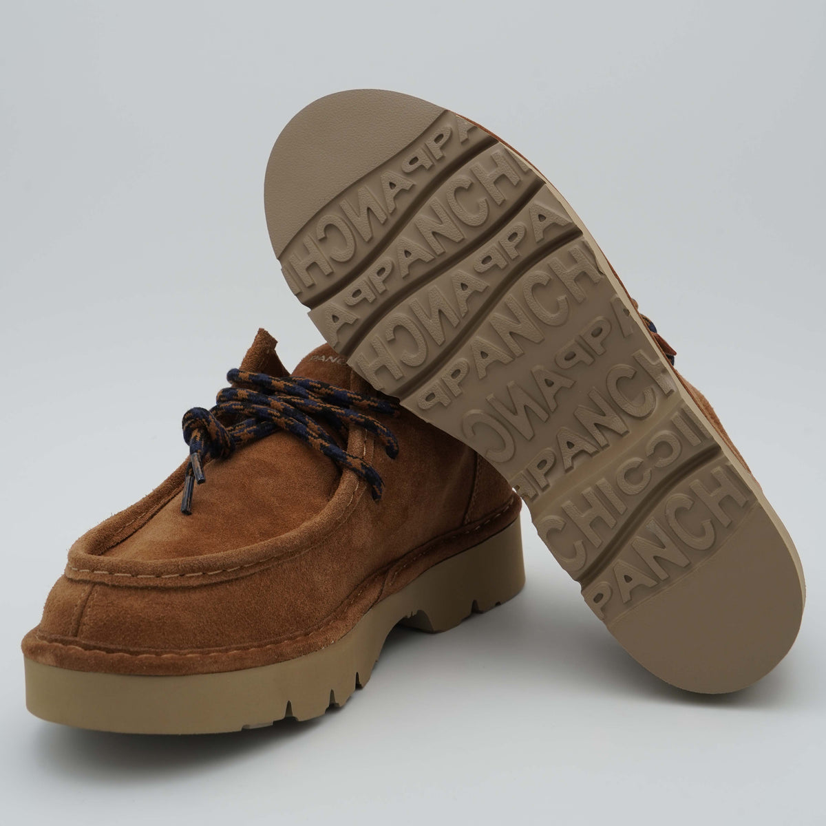 Scarpa Panchic Dune P009M014 D004 Cognac in Camoscio con Lacci Tricolore e Suola Carrarmato in EVA