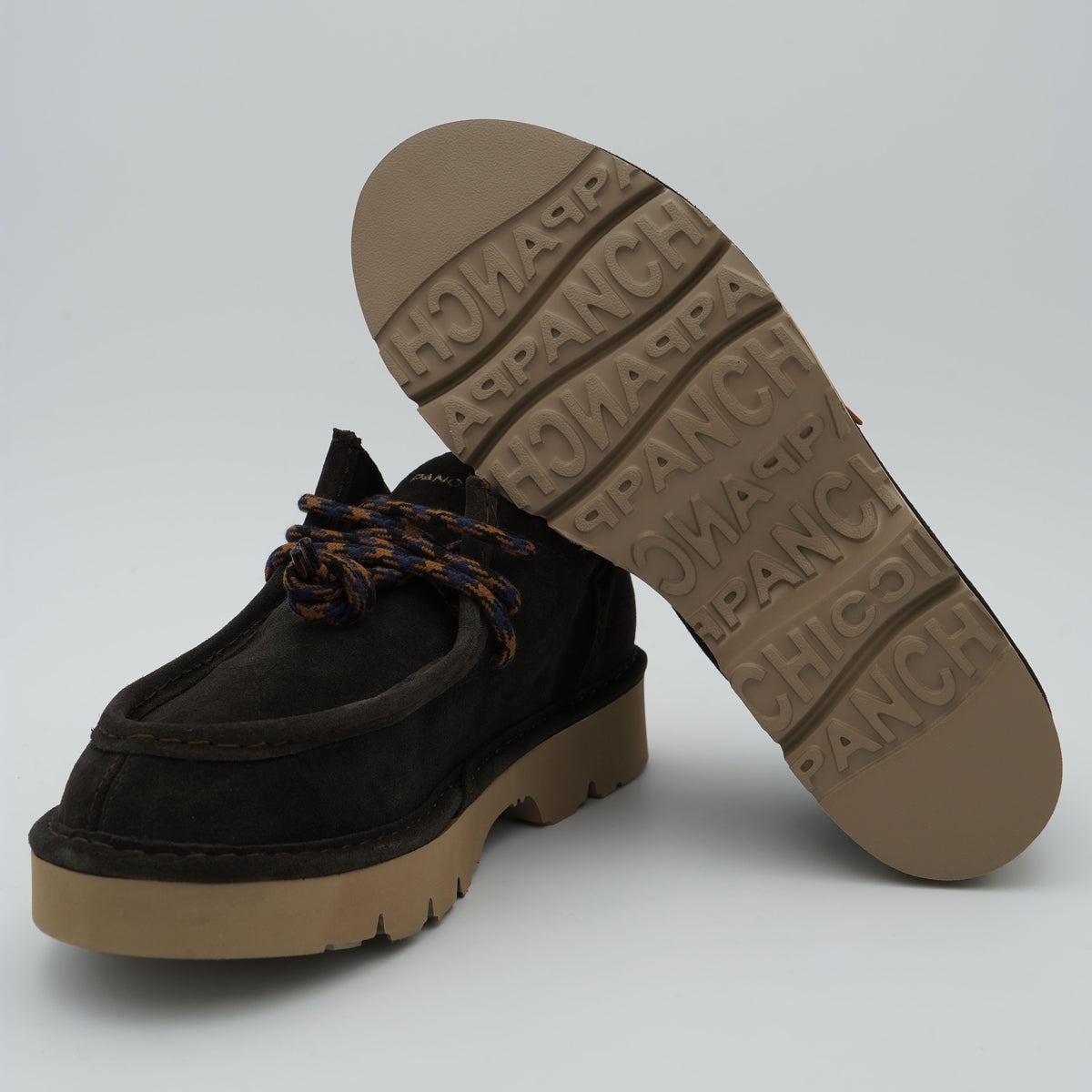 Scarpa Panchic Dune P009M014 D007 Marrone Caffè in Camoscio con Lacci Tricolore e Suola Carrarmato in EVA