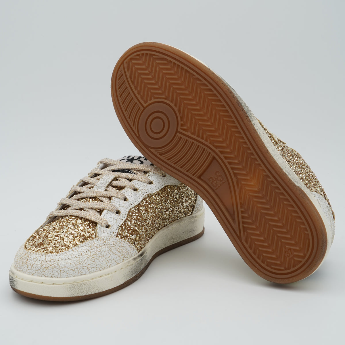 Sneakers 2Star 5235 Glitter Oro e Bianco con Stelle
