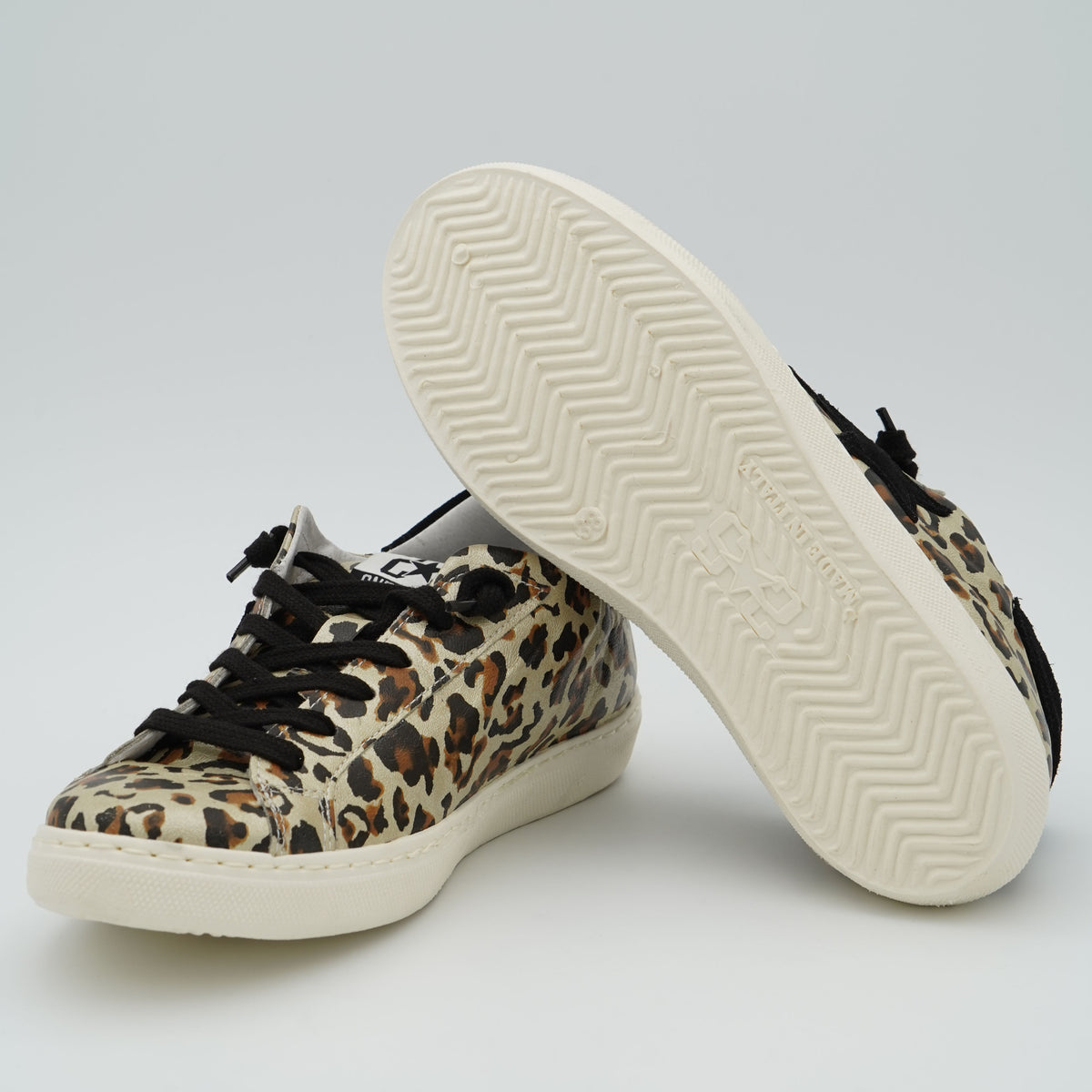 Sneakers 2Star 5289 Leopard Oro Nero con Doppia Stella