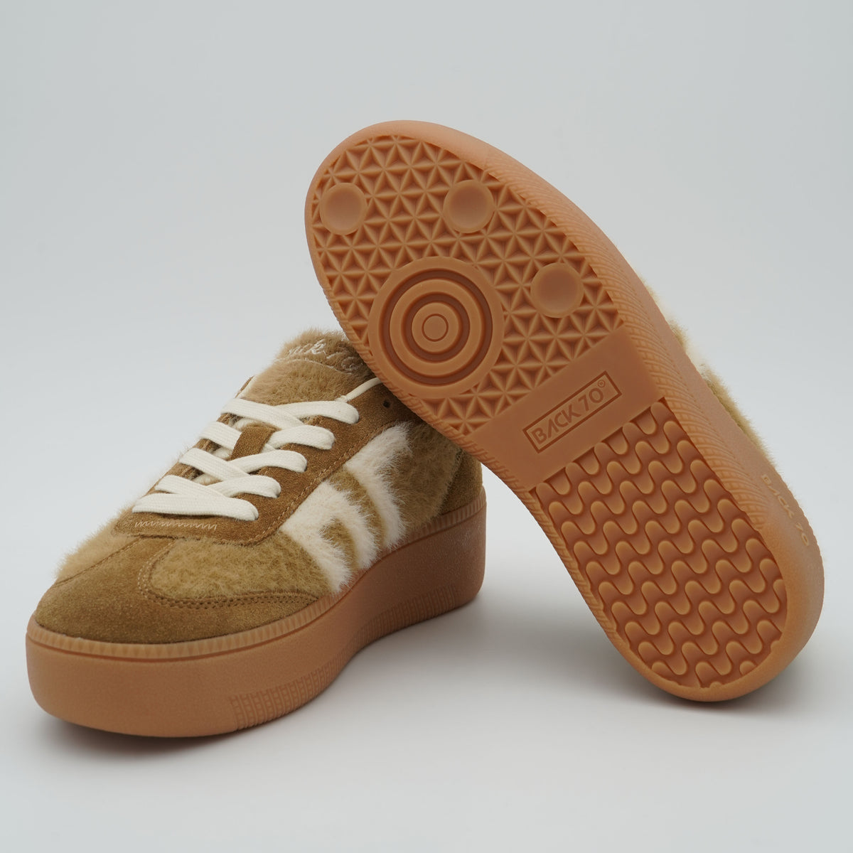 Sneakers Back 70 M004 Mohair Cuoio Butter con Suola Platform