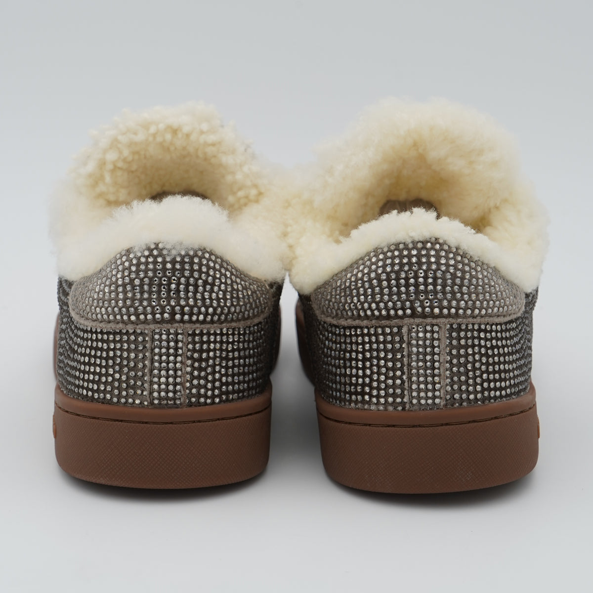 Sneakers Back 70 Smart Velvet Taupe Strass 70 con Interno Effetto Shearling