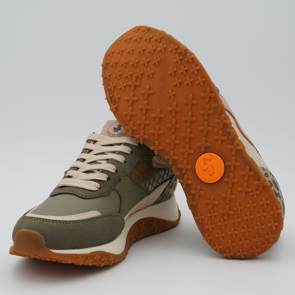 Sneakers Save The Duck F6STAR01 Verde Militare e Rosa 100% Animal-Free
