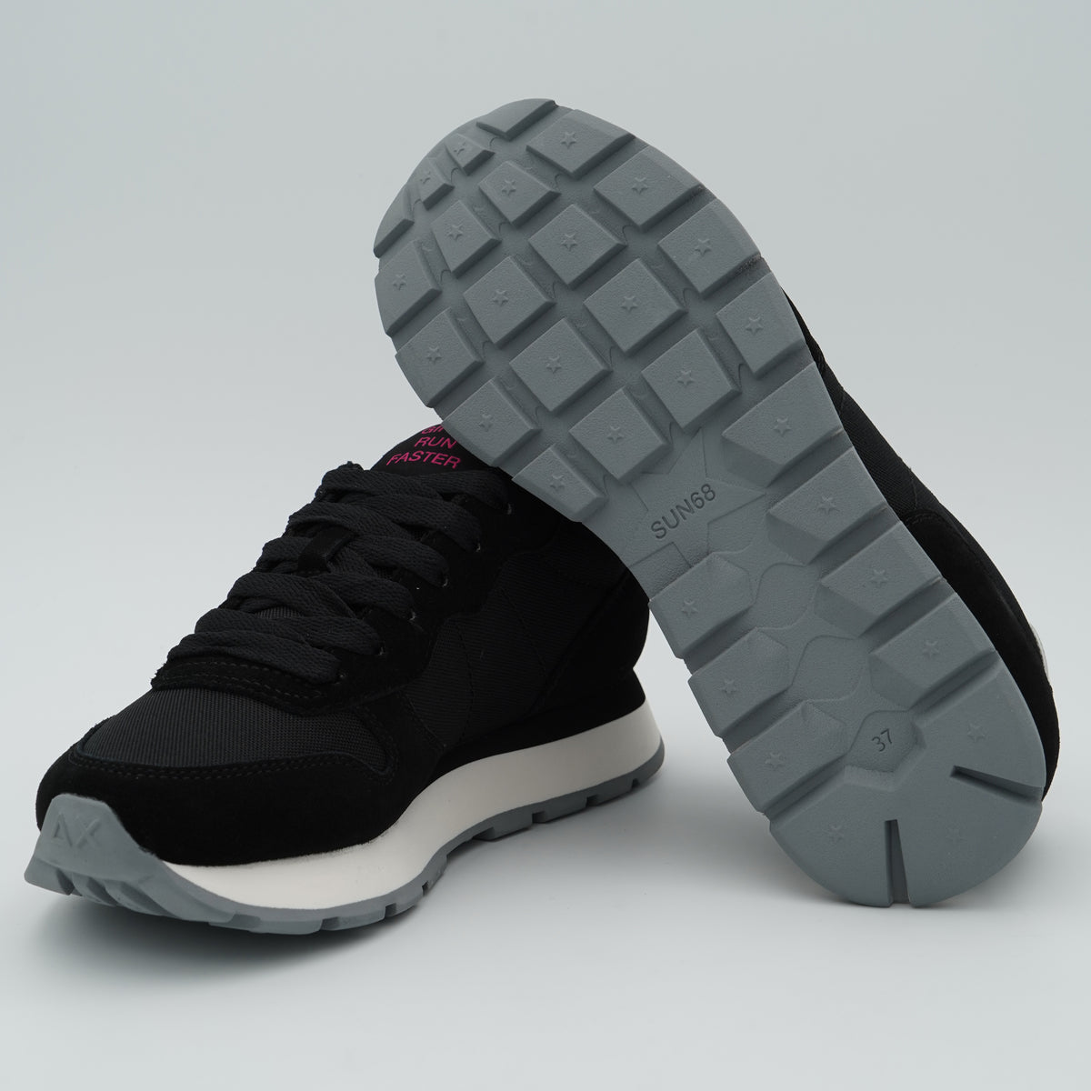 Sneakers SUN68 Ally Solid Z46201 11 Nero in Suede e Nylon con Logo Ricamato e Suola Running in EVA