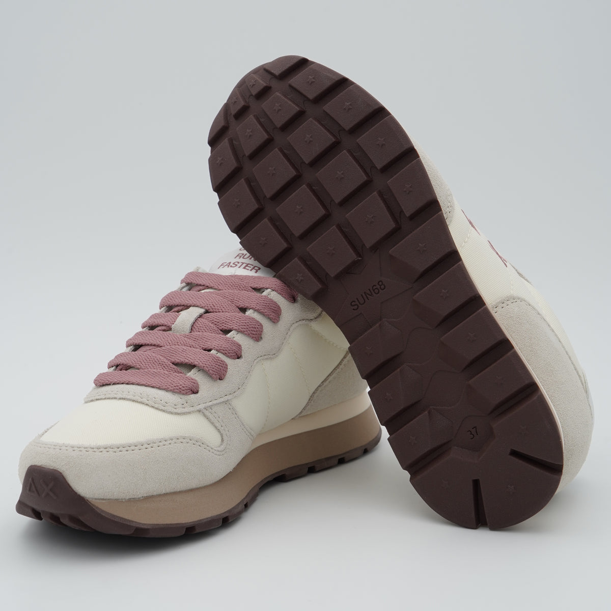 Sneakers SUN68 Ally Solid Z46201 31 Bianco Panna in Suede e Nylon con Logo Ricamato e Suola Running in EVA