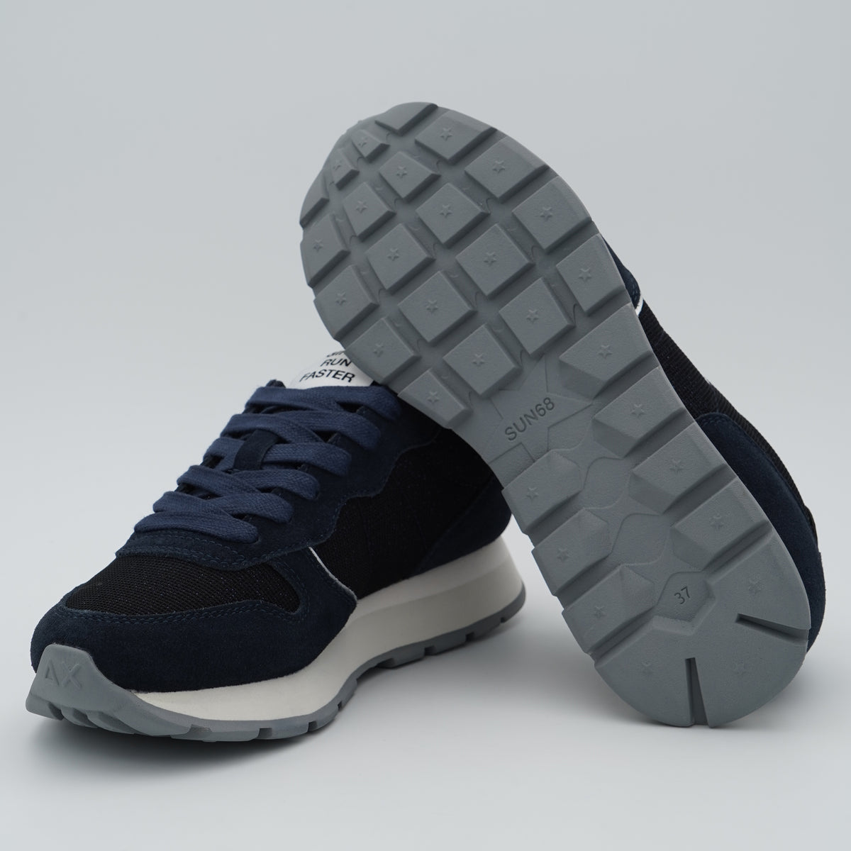 Sneakers SUN68 Ally Glitter Textile Z46204 07 Blu Navy in Suede e Lurex con Logo Ricamato e Suola Running in EVA