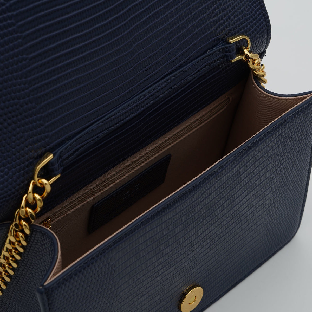 Borsa a Tracolla Elisabetta Franchi BS09A66E2 Blu Notte con Logo Oro