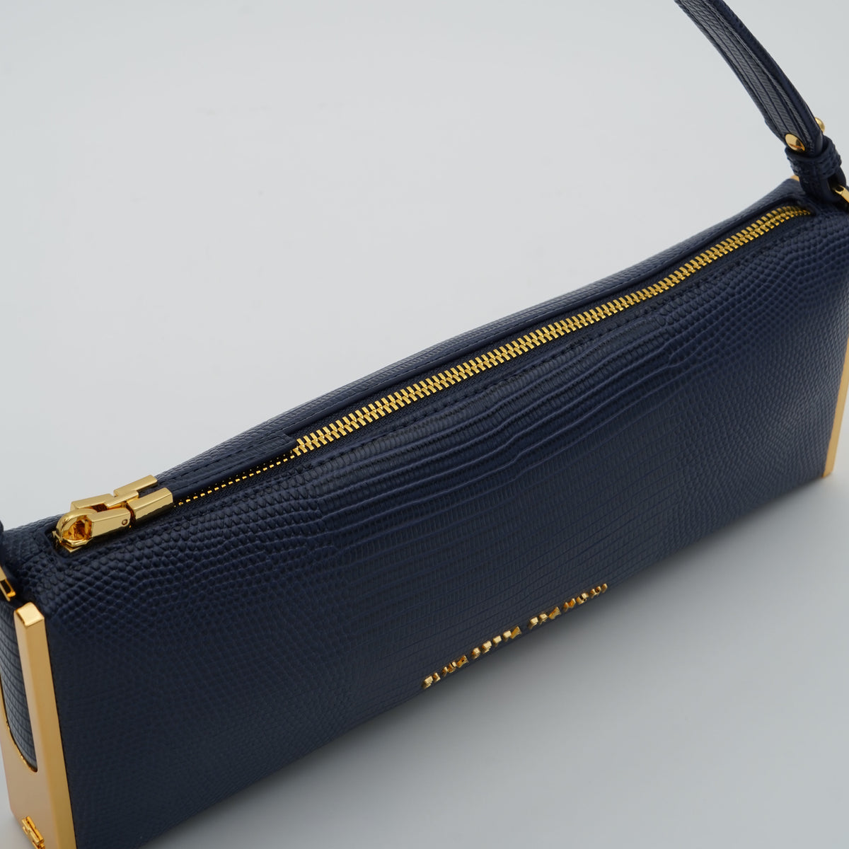 Borsa a Spalla Elisabetta Franchi BS15A66E2 Blu Notte Effetto Rettile con Dettagli Oro
