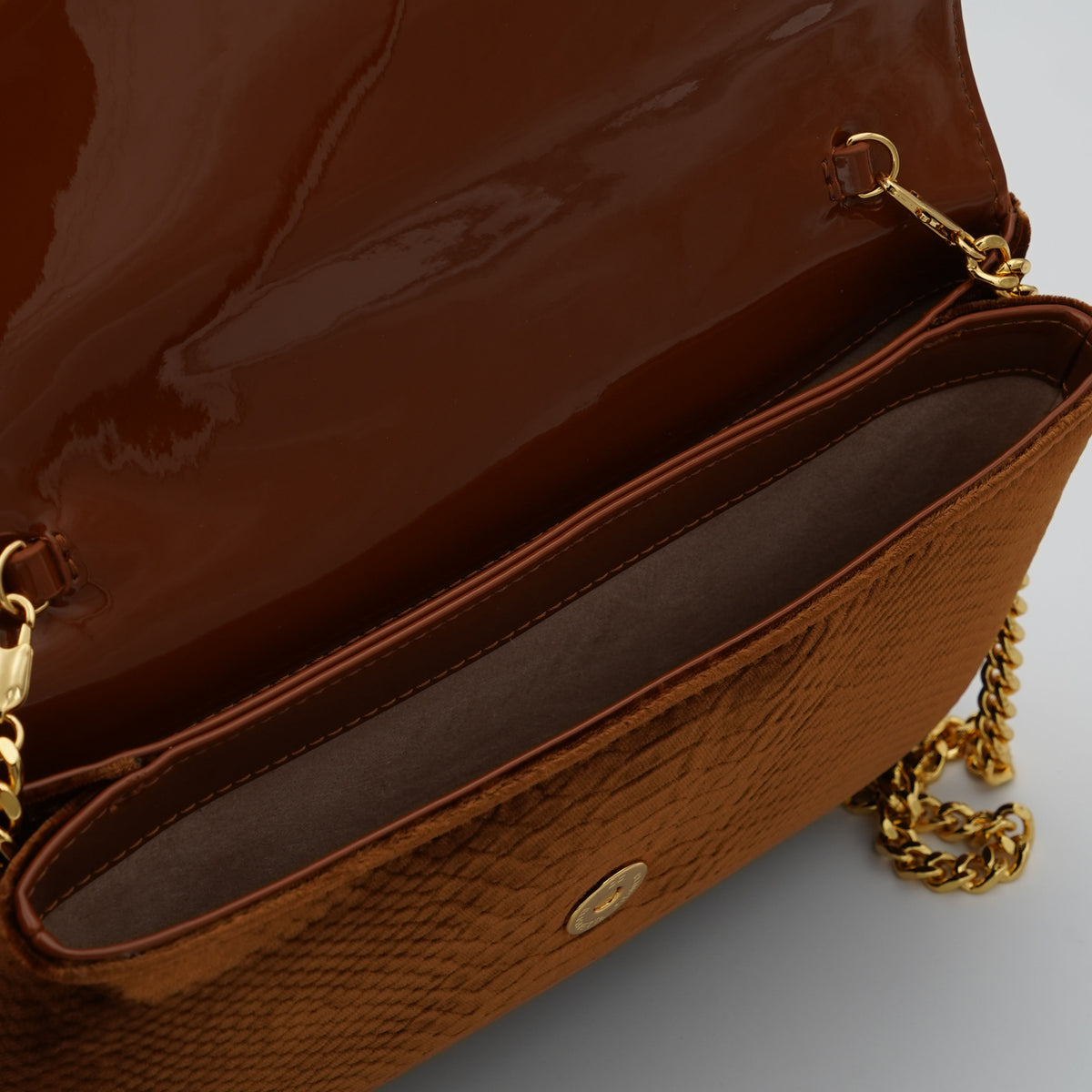 Borsa a Tracolla Donna Elisabetta Franchi BS27A67E2 Ambra Effetto Velluto con Dettagli Oro