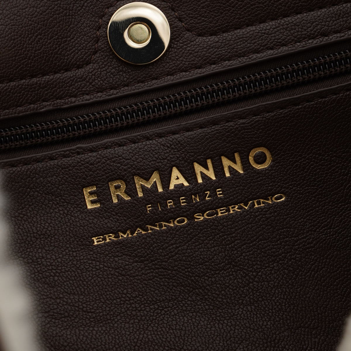 Borsa Ermanno Firenze by Ermanno Scervino Large Tote Barbara Shirling 12402297 Marrone Scuro con Ricami Cornely, Profili Faux Fur e Doppi Manici