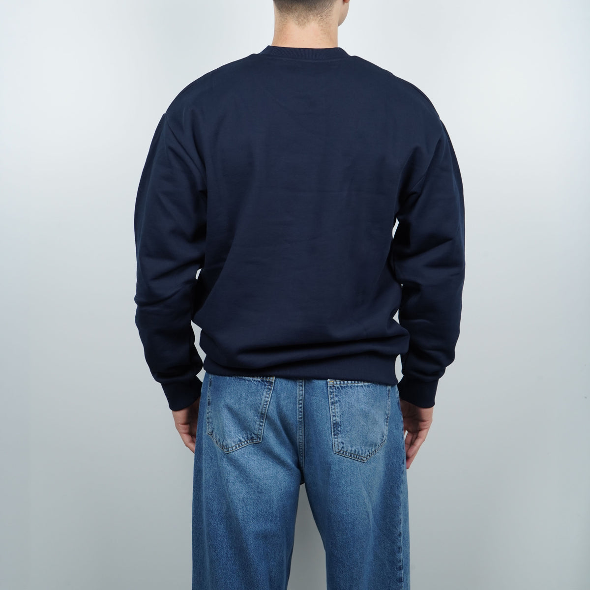 Felpa Lacoste SH8868-00-166 Blu Navy Girocollo in Cotone Felpato Classic Fit