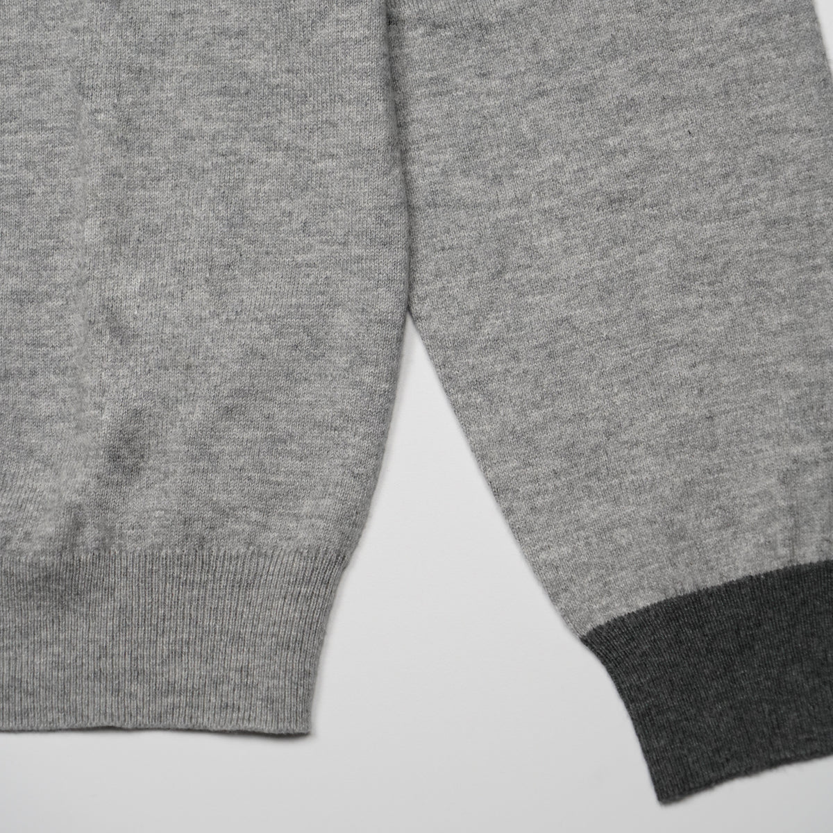 Maglione Girocollo SUN68 Sweater Elbow Contrast K46160-06 Grigio Chiaro in Lana e Cotone