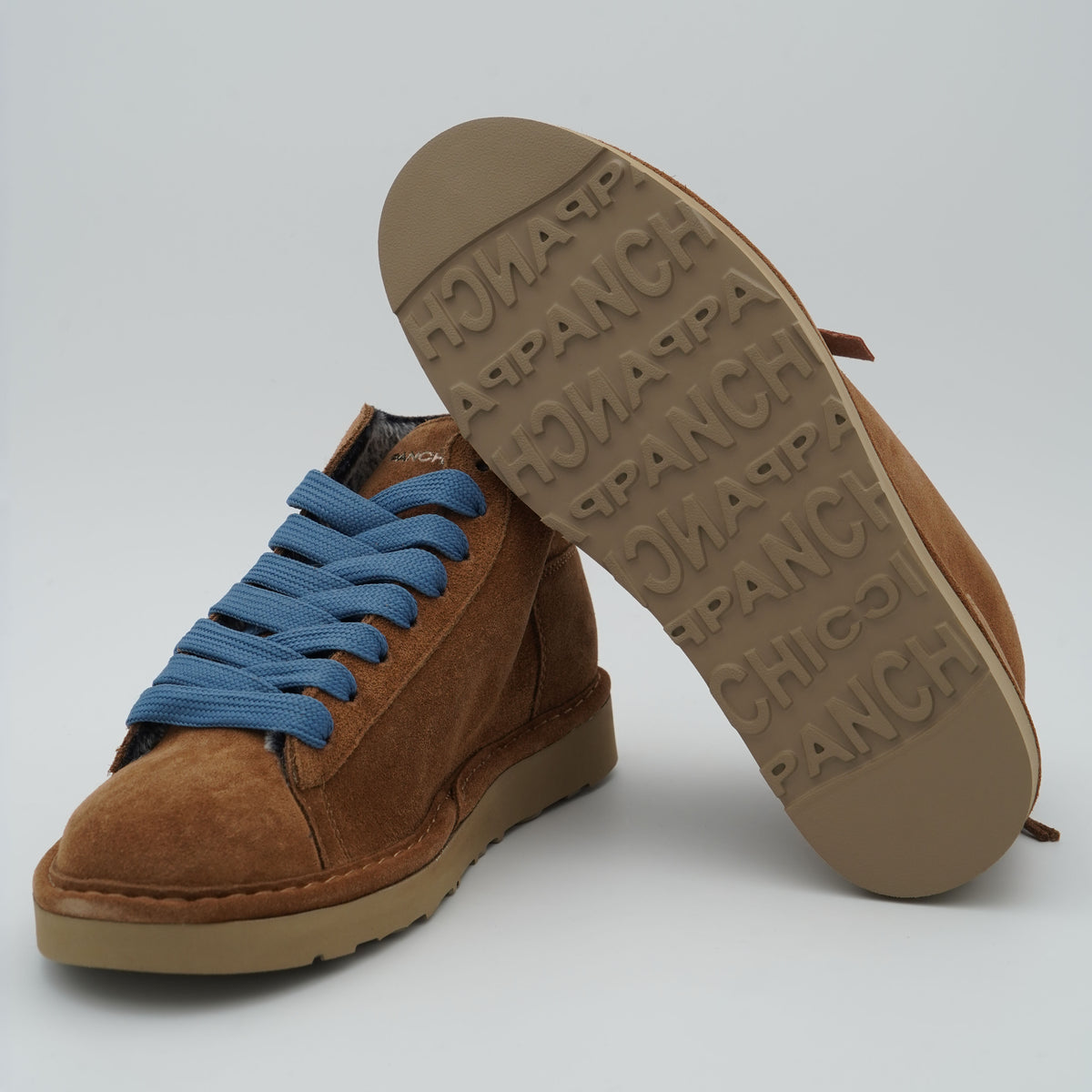 Polacchino Panchic Icon P001M036 D004 Cognac in Camoscio con Fodera Faux Fur, Lacci Denim e Suola EVA