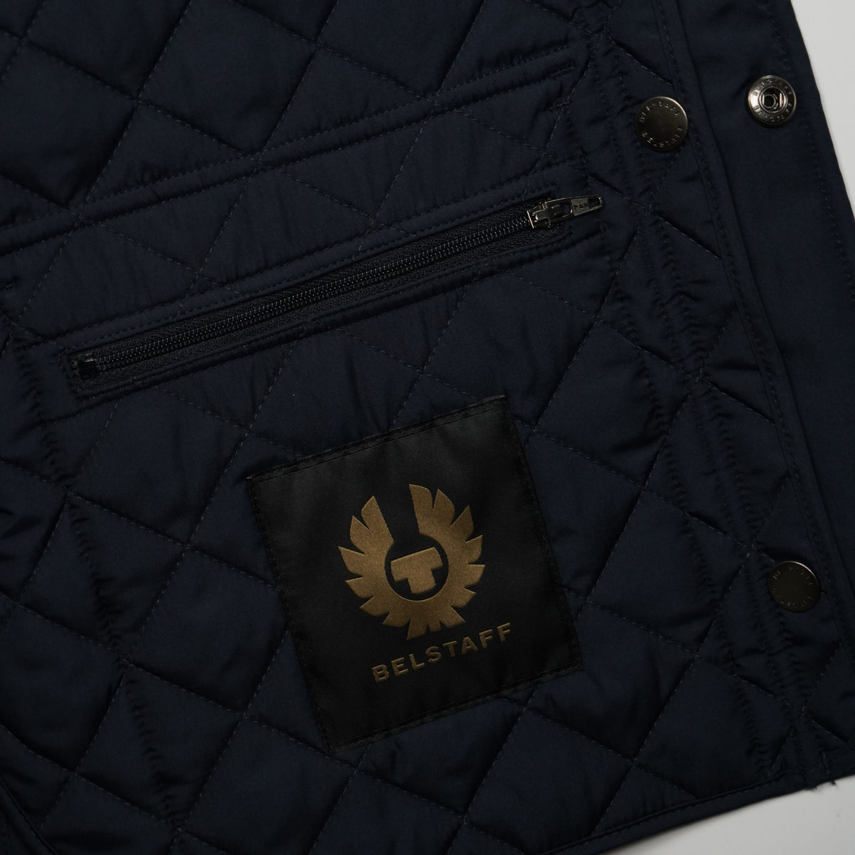 Gilet Belstaff Icon Blu Navy Trapuntato con Collo Alto