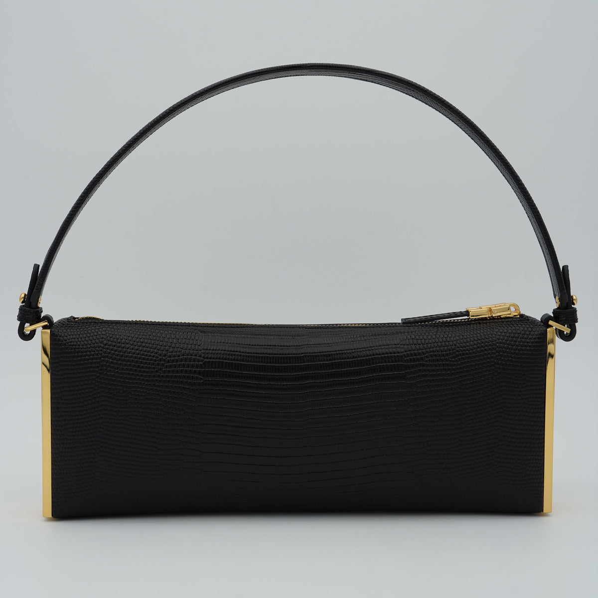 Borsa a Spalla Elisabetta Franchi BS15A66E2 Nera Effetto Rettile con Dettagli Oro