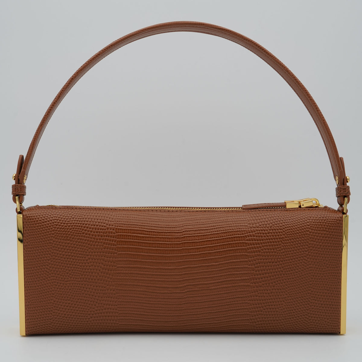 Borsa a Spalla Elisabetta Franchi BS15A66E2 Sigaro Effetto Rettile con Dettagli Oro