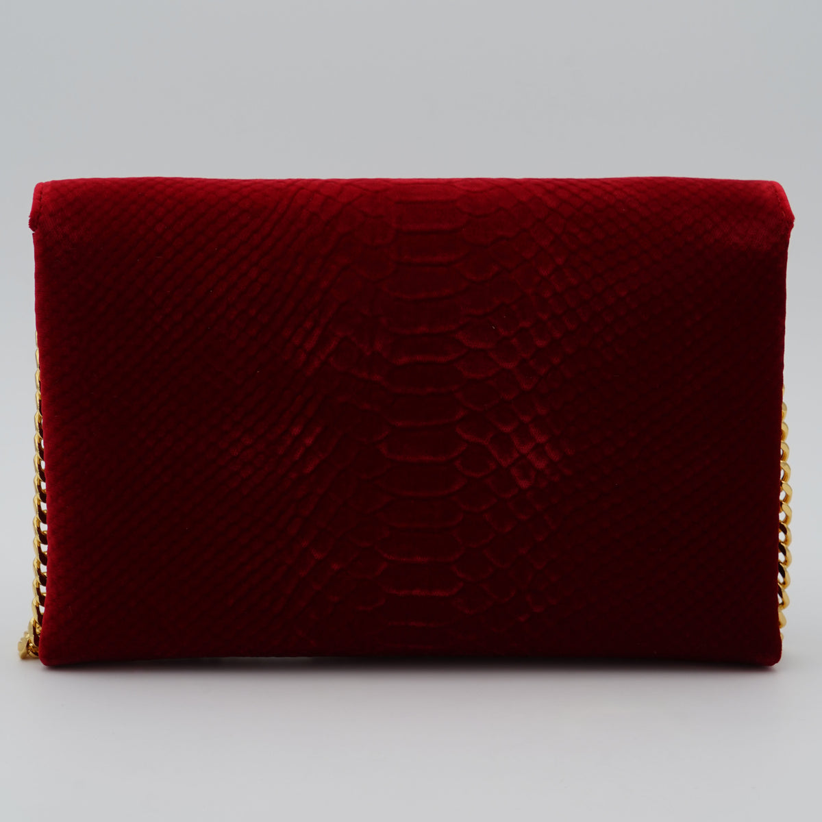 Borsa a Tracolla Elisabetta Franchi BS27A67E2 Red Passion Effetto Velluto con Dettagli Oro