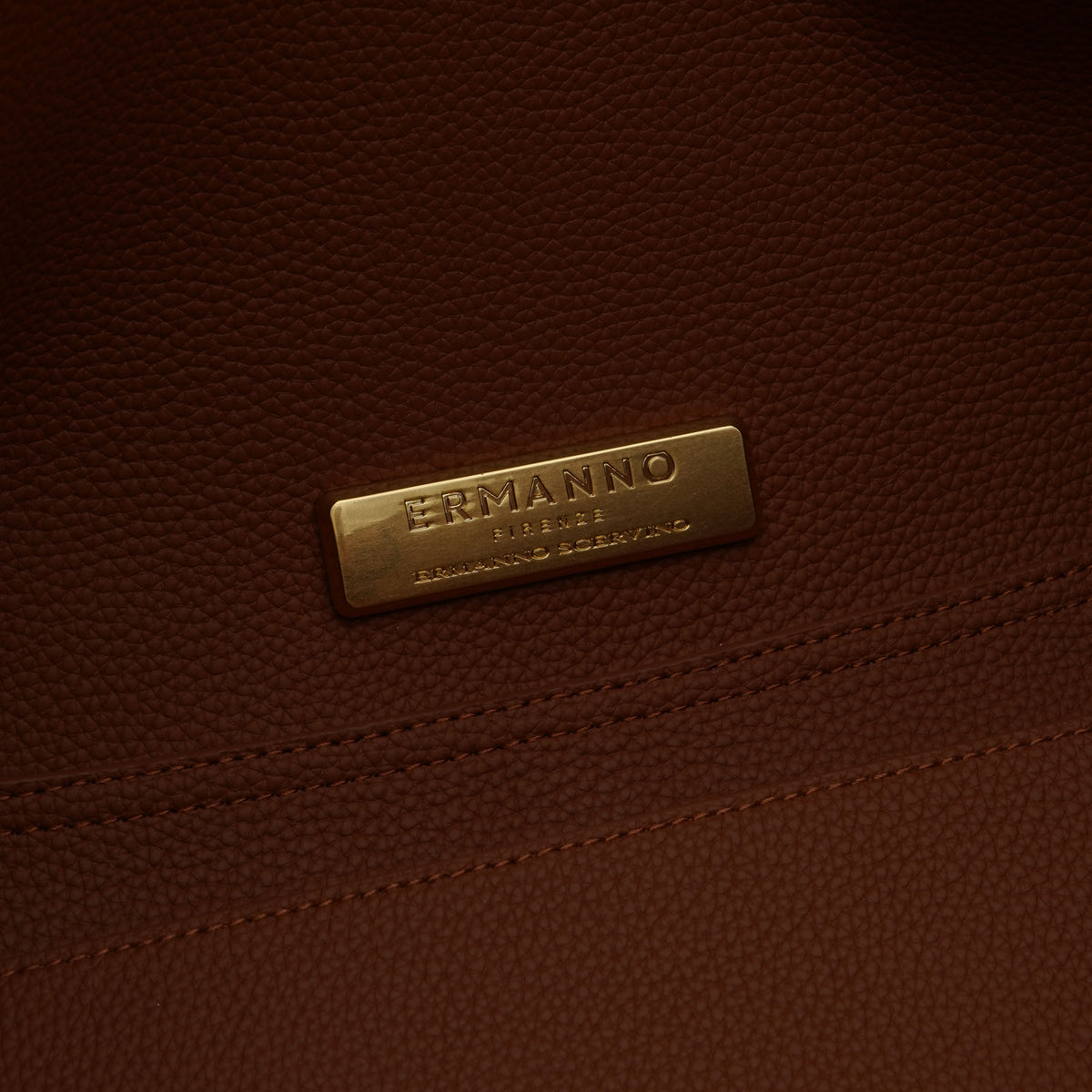 Borsa Ermanno Firenze by Ermanno Scervino Candy Large Tote Suede 12402304 Marrone Cammello in Camoscio con Doppi Manici e Logo Dorato