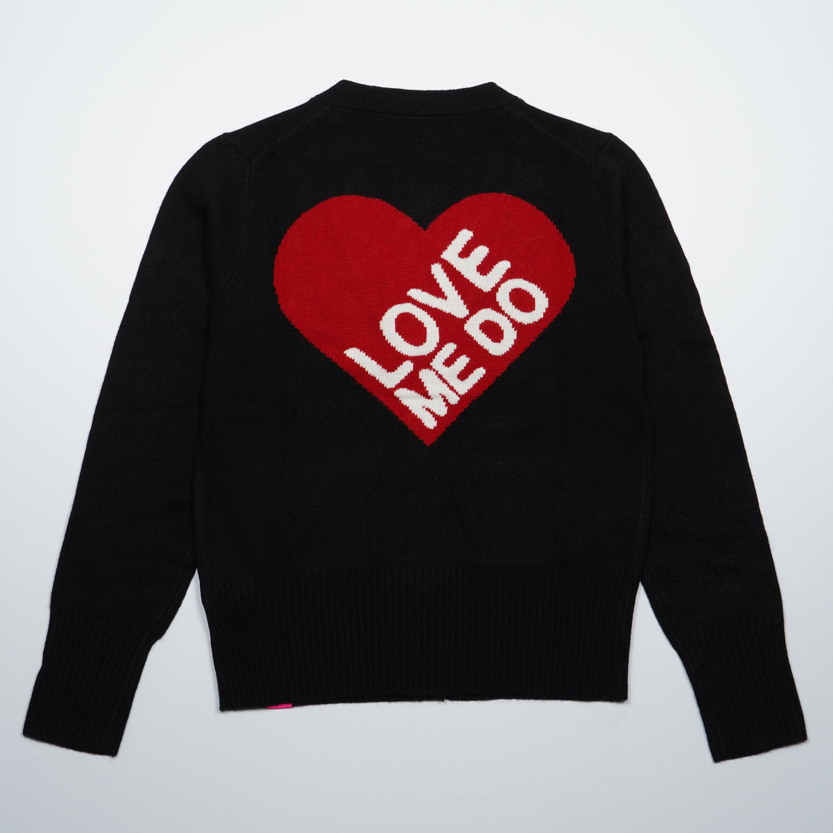 Cardigan SUN68 x The Beatles K46617 Warm Wool Beatles 11 Nero in Misto Lana e Cashmere con Cuore Love Me Do e Tasche Applicate