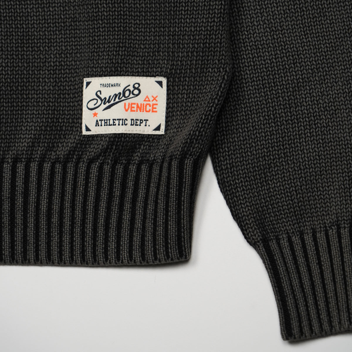 Maglione SUN68 Sweater Embroidery K46185-11 Nero in Cotone