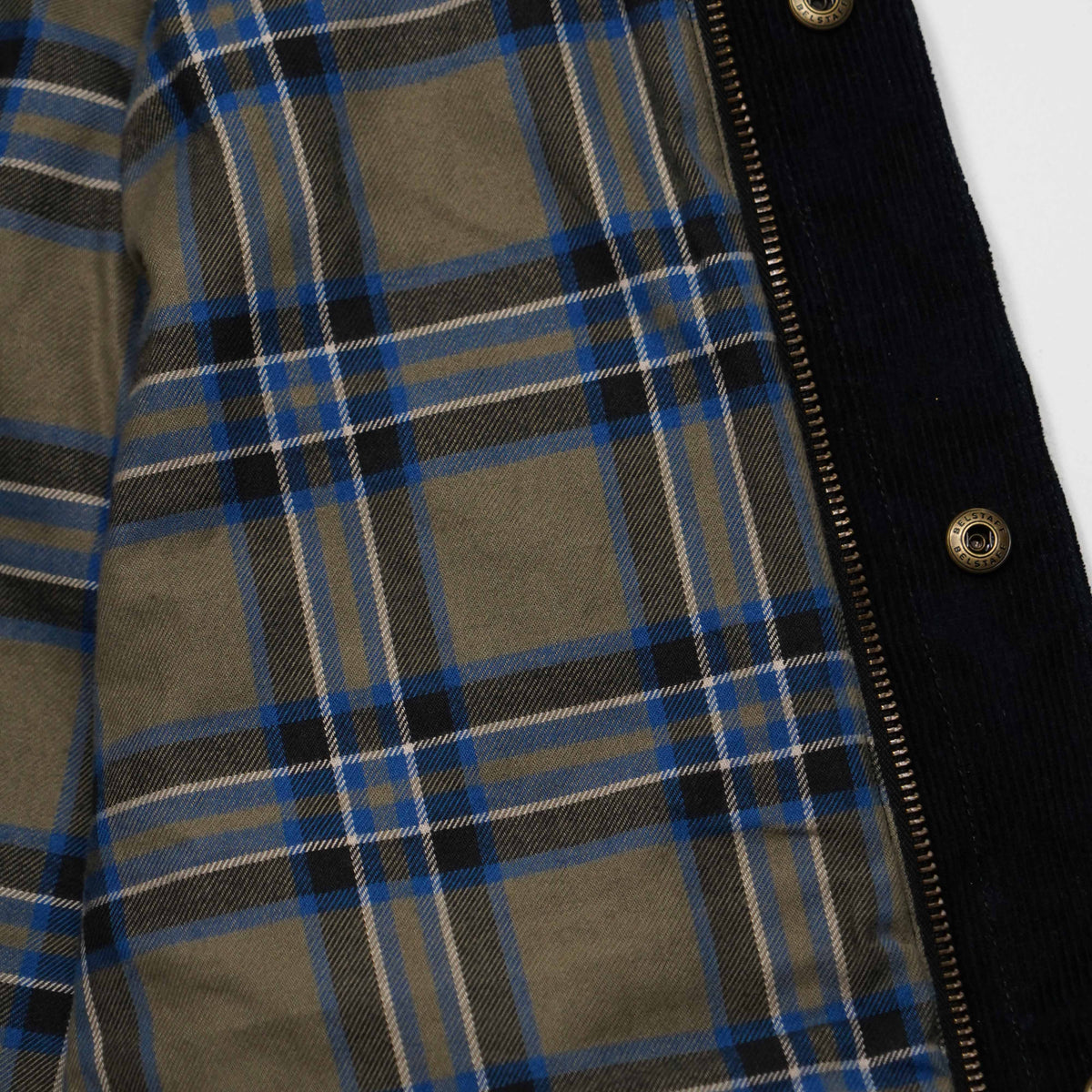 Giacca Belstaff Blu Navy in Cotone Cerato con Colletto in Velluto
