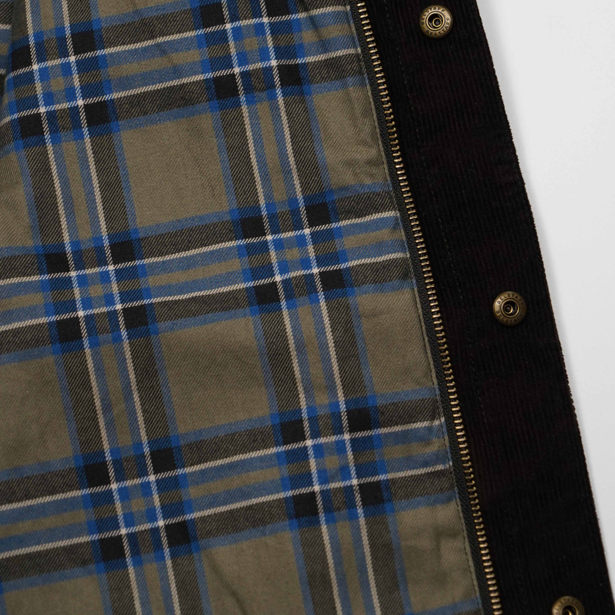 Giacca Belstaff Verde Oliva in Cotone Cerato con Colletto in Velluto