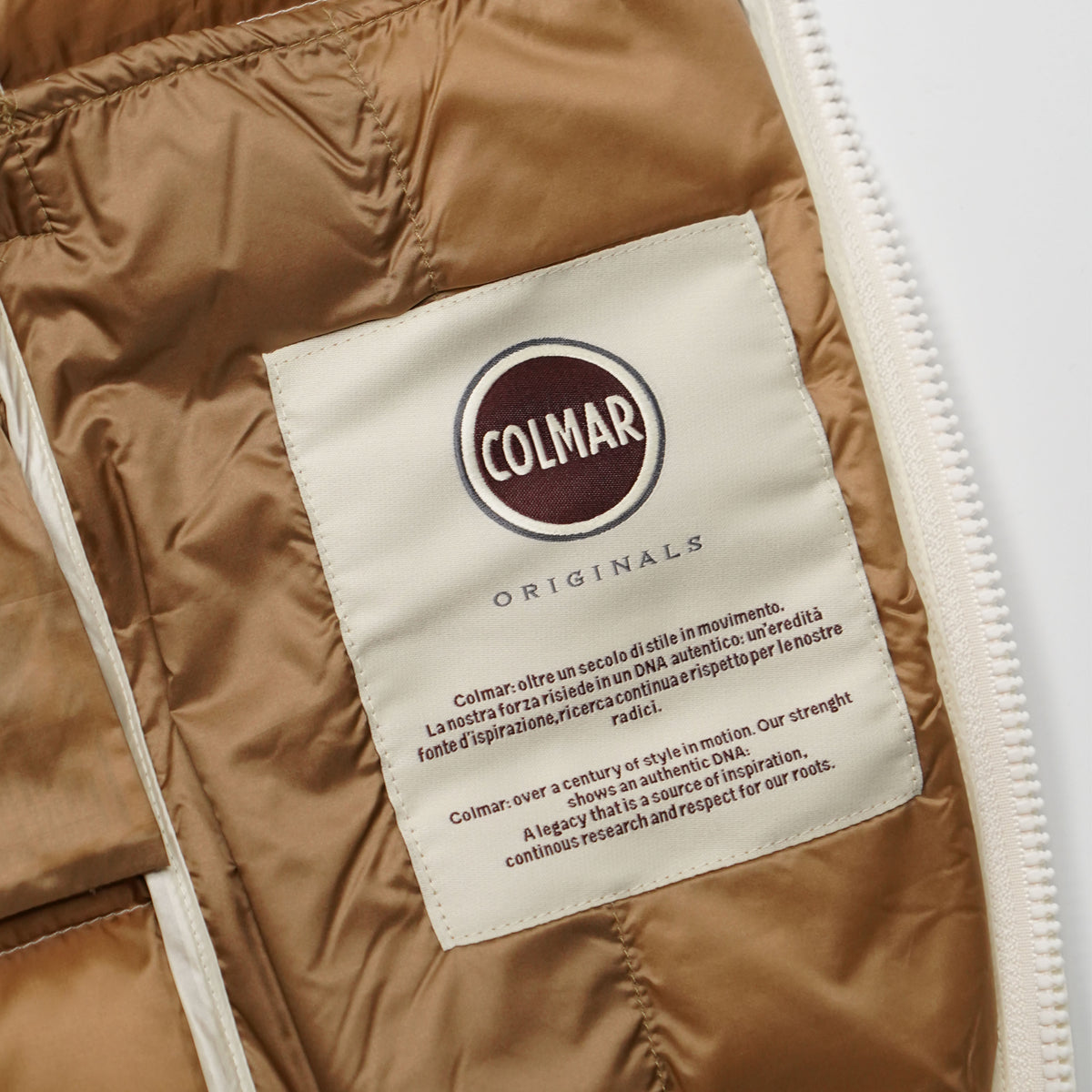 Piumino Colmar 2222 624 Bianco Panna con Inserti in Maglia