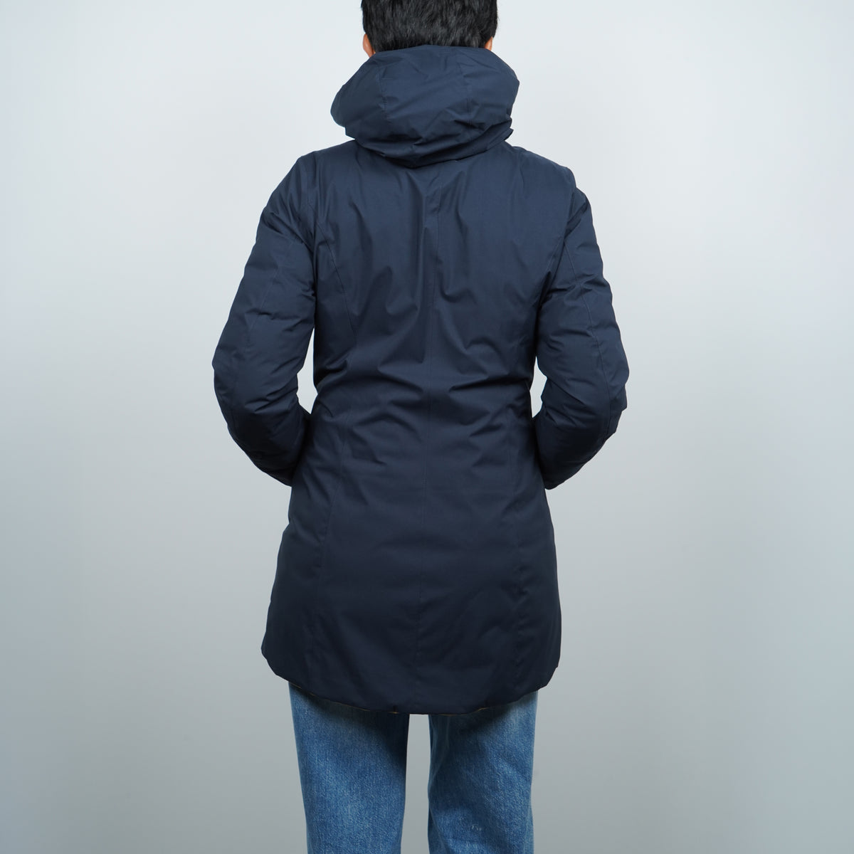 Giubbotto K-Way Denise ST Thermo Double K8134CW D0V Blu Navy e Beige Reversibile con Cappuccio e Imbottitura in Piuma Naturale