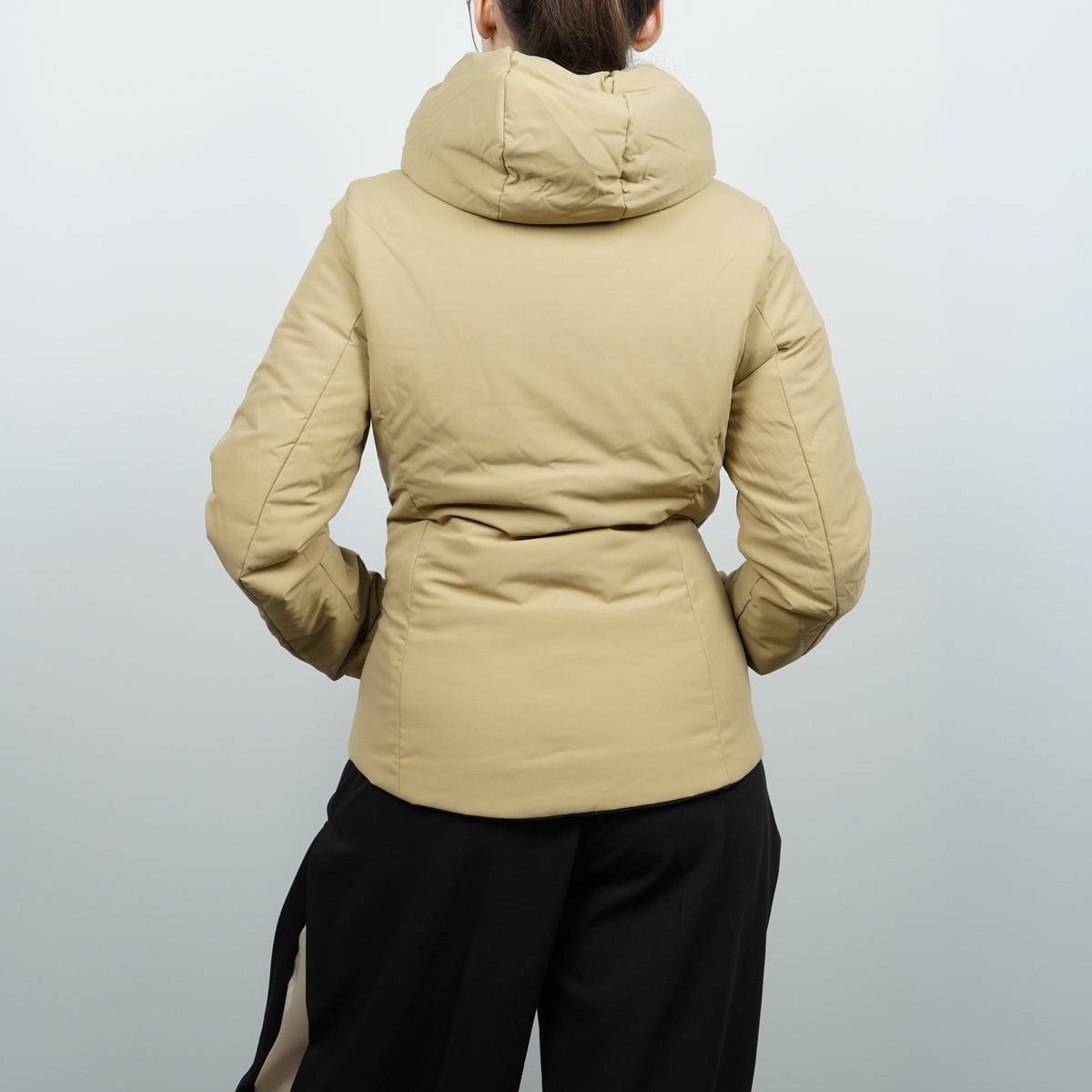 Giubbotto K-Way Lily ST Warm Double K6128TW DBN Nero e Beige Reversibile con Cappuccio e Imbottitura in Ovatta